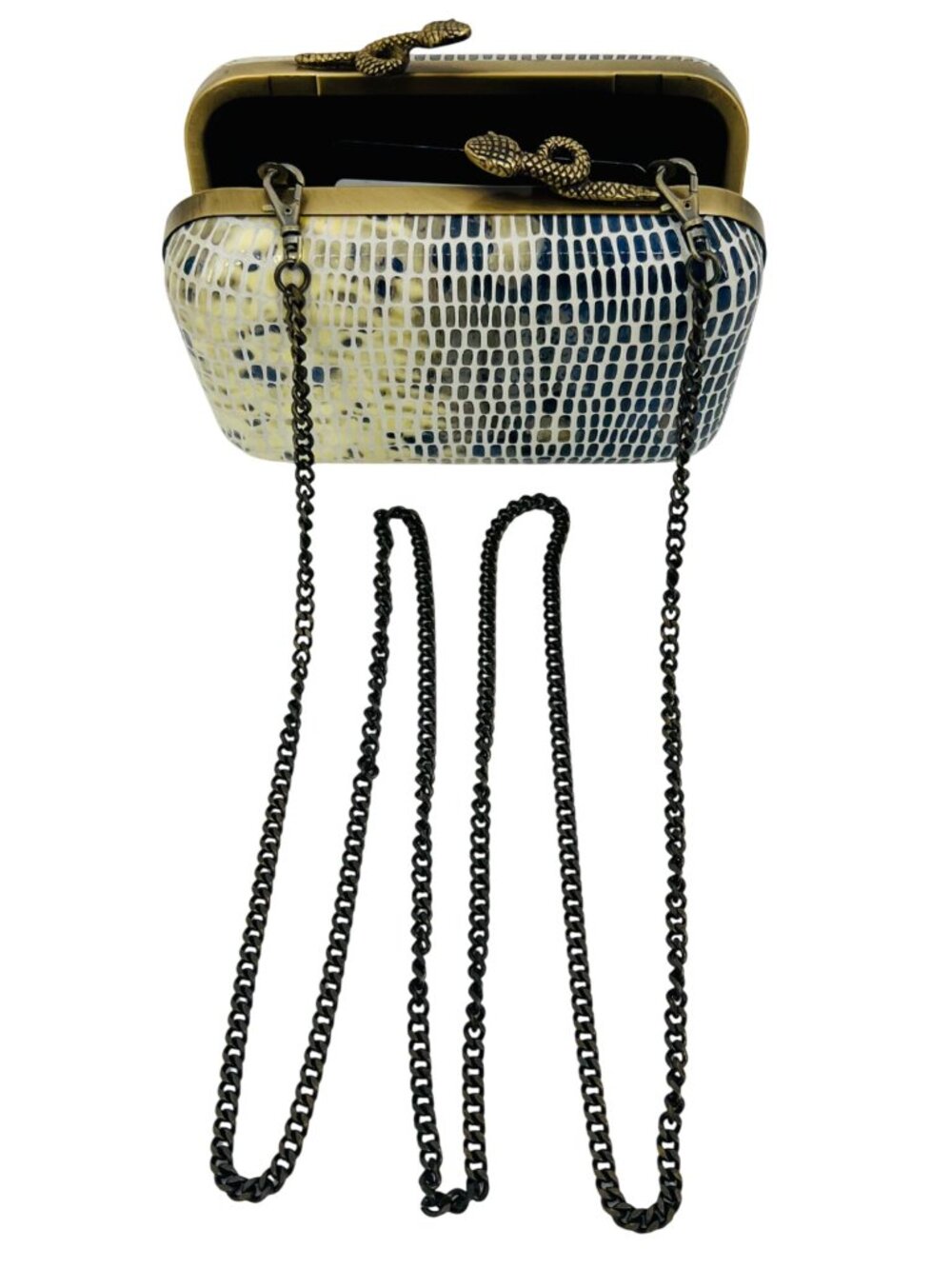 VTG NWT House of Harlow 1960 Blue Embossed Leather Snake Skin Bag | McBling Y2K - Picture 9 of 16